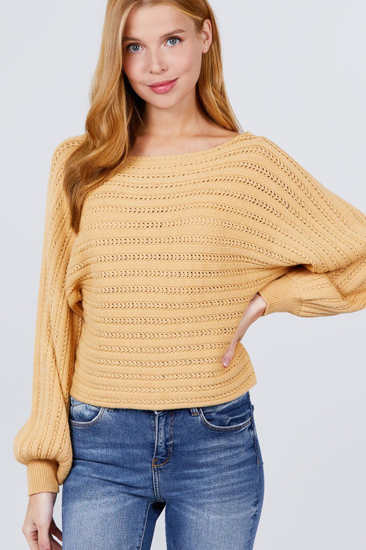 Dolman Sleeve Boat Neck Sweater - Absolute Fashion 2020