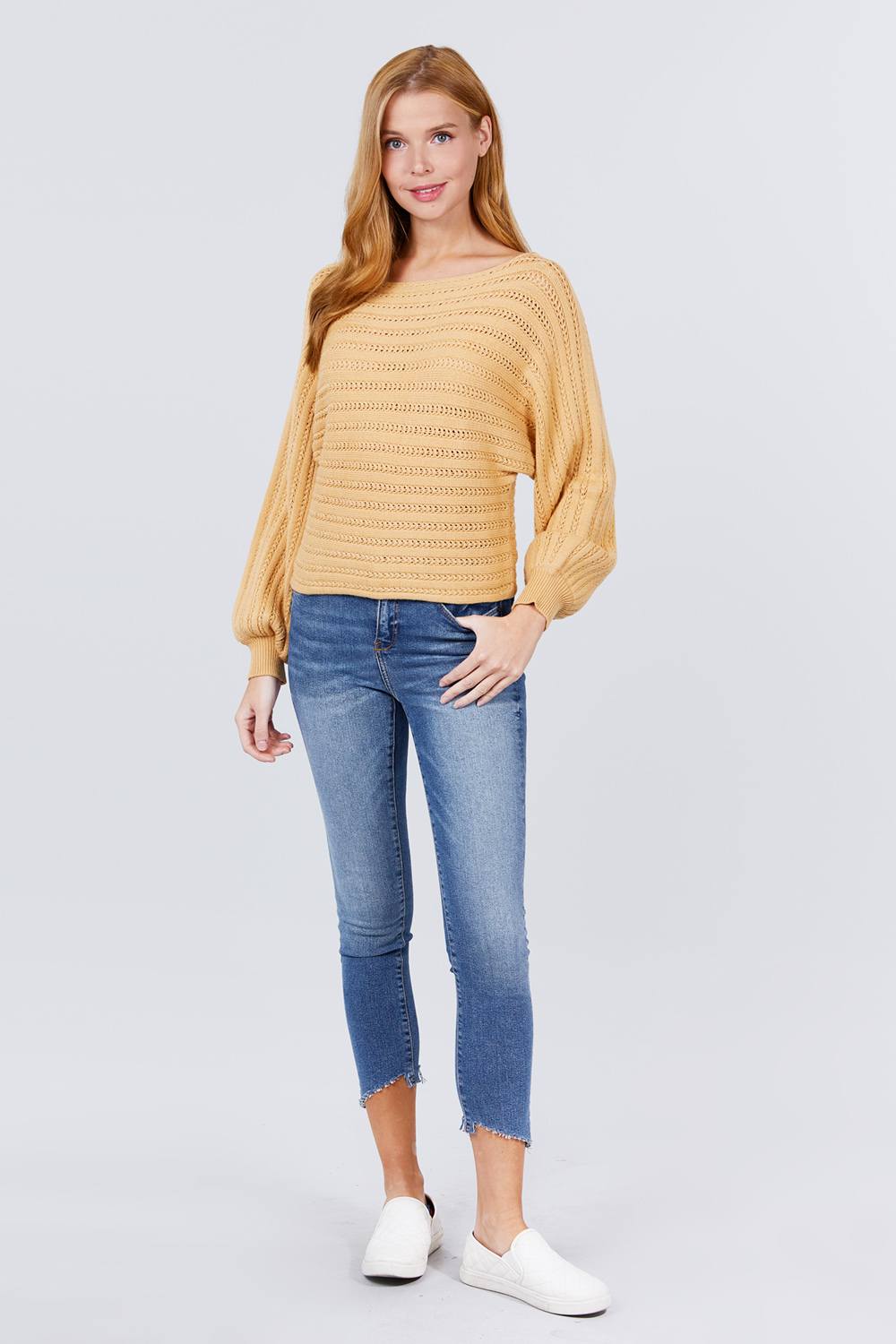 Dolman Sleeve Boat Neck Sweater - Absolute Fashion 2020