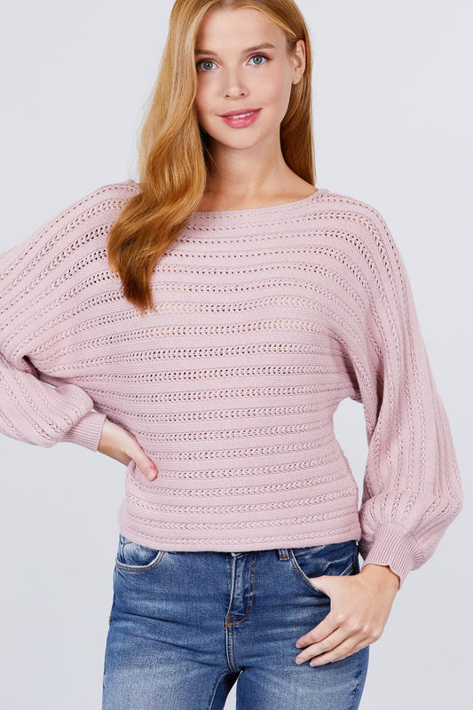 Dolman Sleeve Boat Neck Sweater - Absolute Fashion 2020