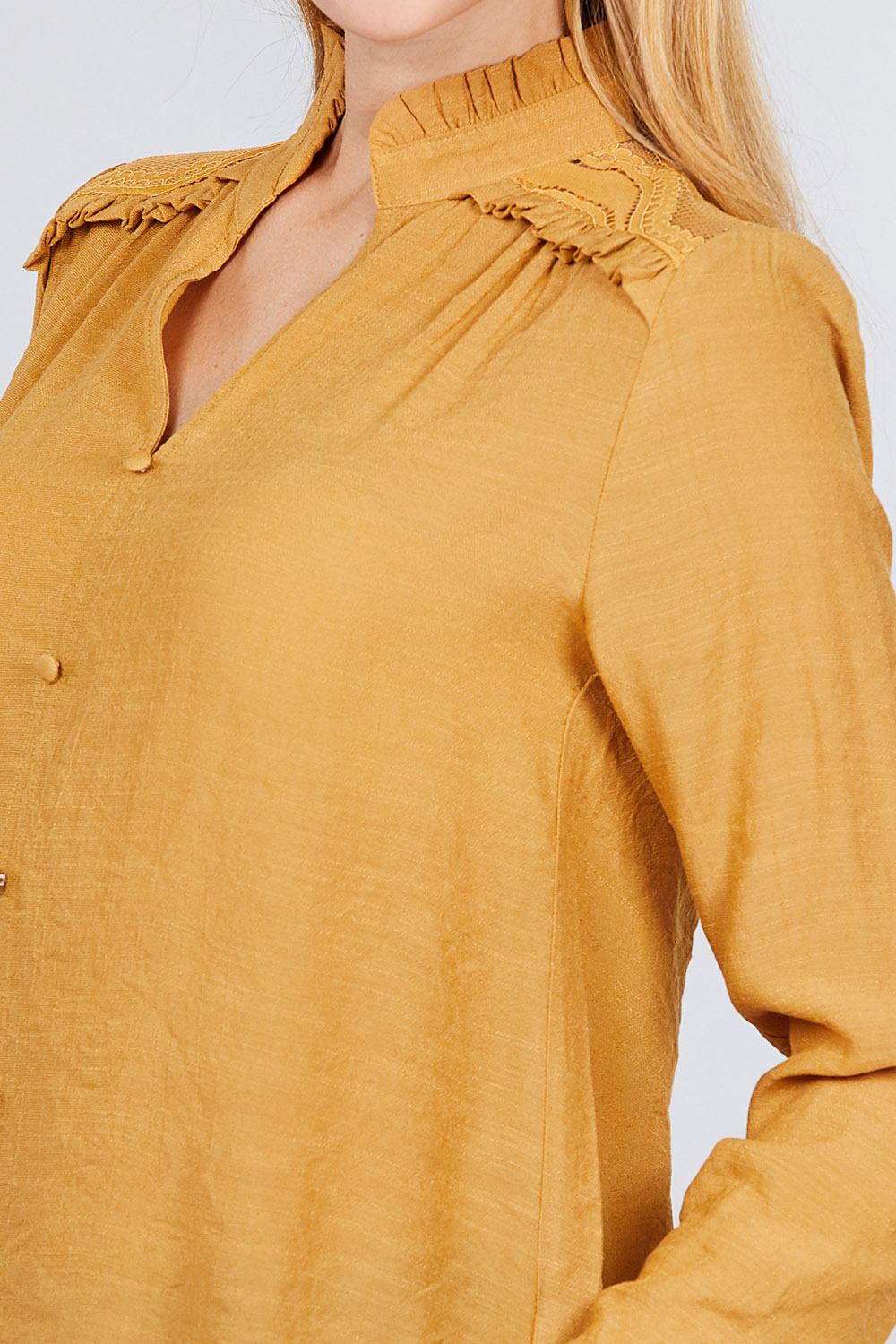 V-neck Button Down Woven Top - Absolute Fashion 2020