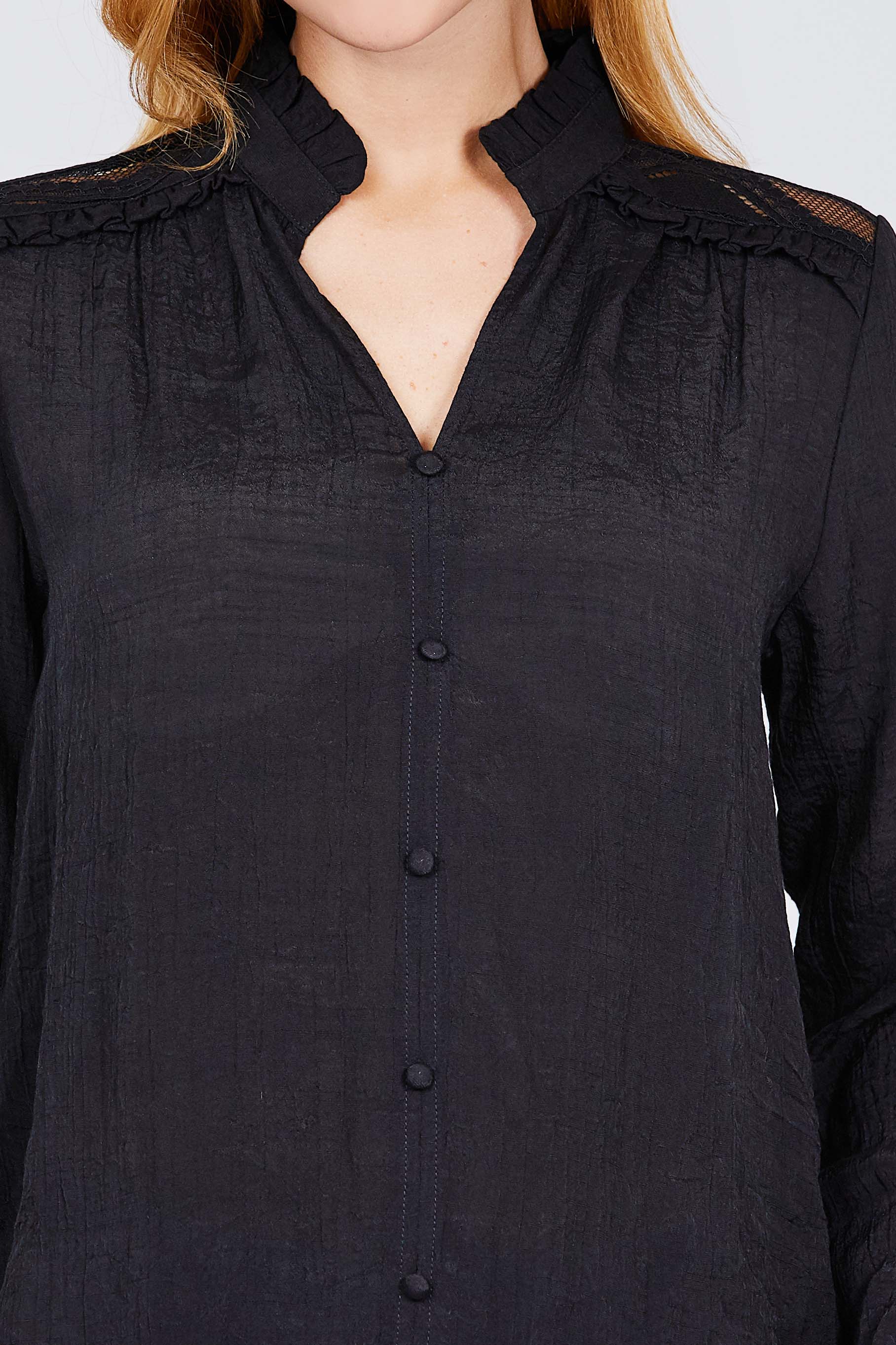 V-neck Button Down Woven Top - Absolute Fashion 2020