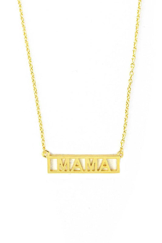 Brass Mini Mama Letter Bar Necklace - Absolute Fashion 2020