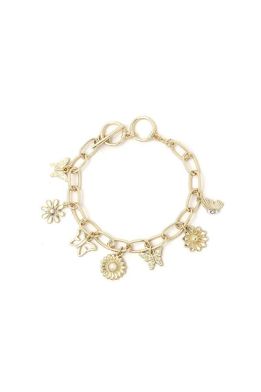 Fashion Flower And Butterfly Dangle Bracelet - Absolute Fashion 2020