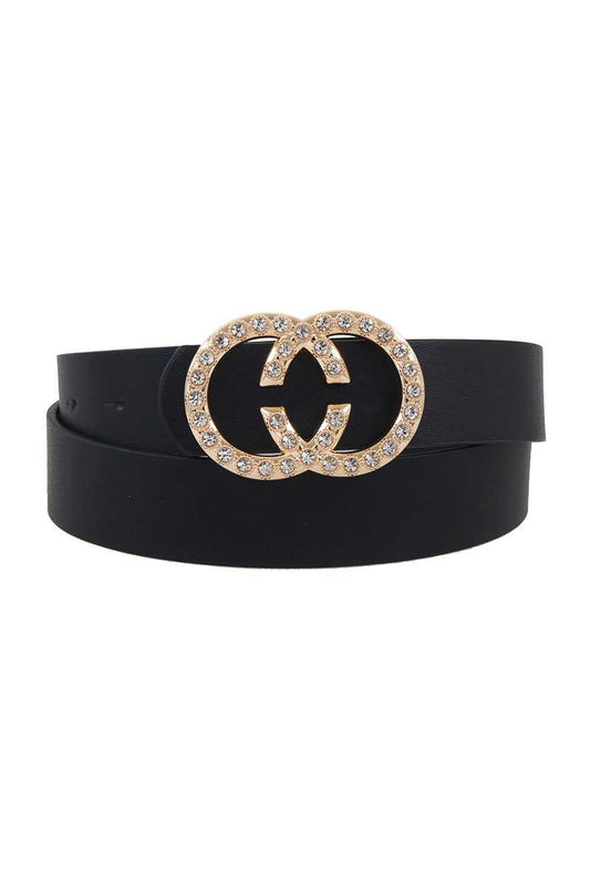 Trendy Rhinestone Double Ring Buckle Belt - Absolute Fashion 2020