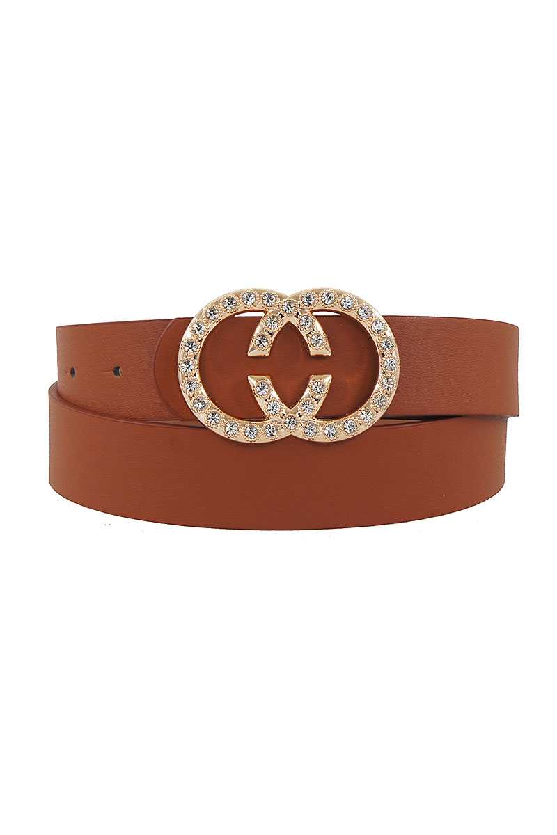 Trendy Rhinestone Double Ring Buckle Belt - Absolute Fashion 2020
