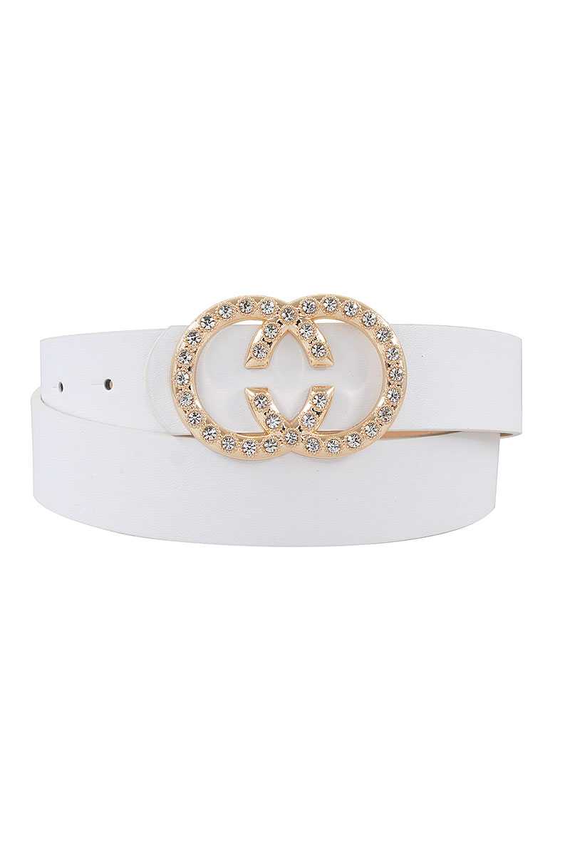 Trendy Rhinestone Double Ring Buckle Belt - Absolute Fashion 2020