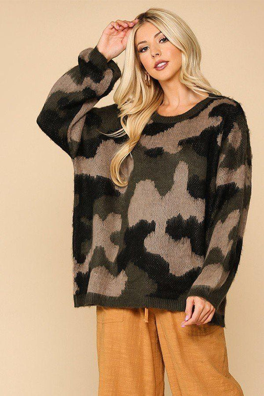 Camouflage Pattern Long Sleeves Sweater Top - Absolute Fashion 2020