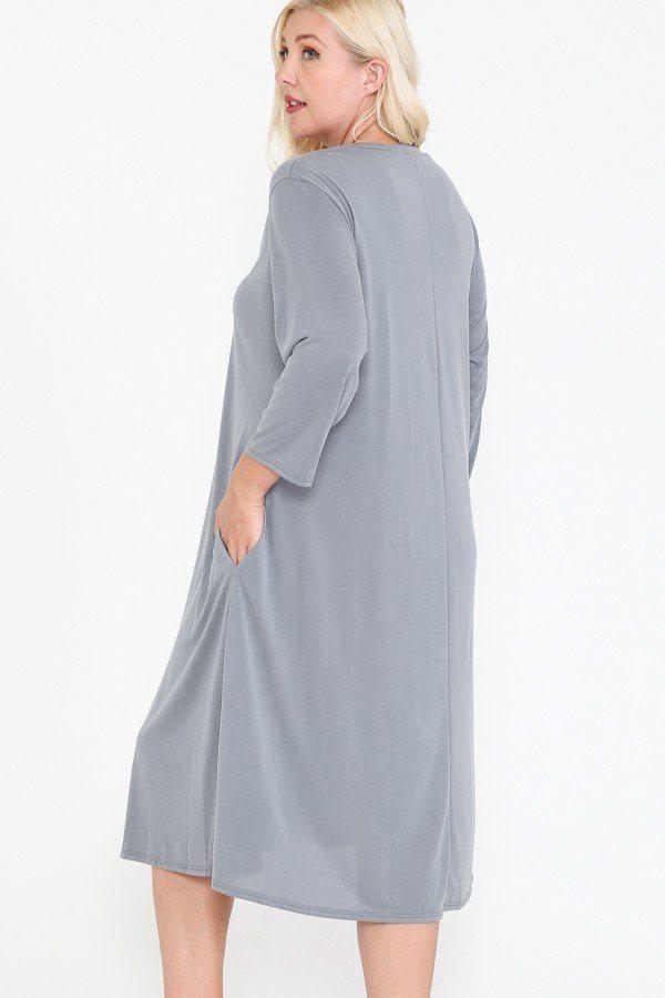V Neck Hidden Pocket Swing Dress - Absolute Fashion 2020