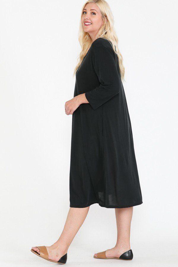 V Neck Hidden Pocket Swing Dress - Absolute Fashion 2020