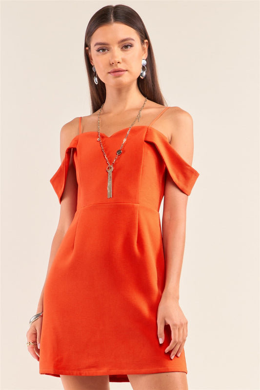 Tomato Red Sweetheart Neck Off The Shoulder Mini Dress - Absolute Fashion 2020
