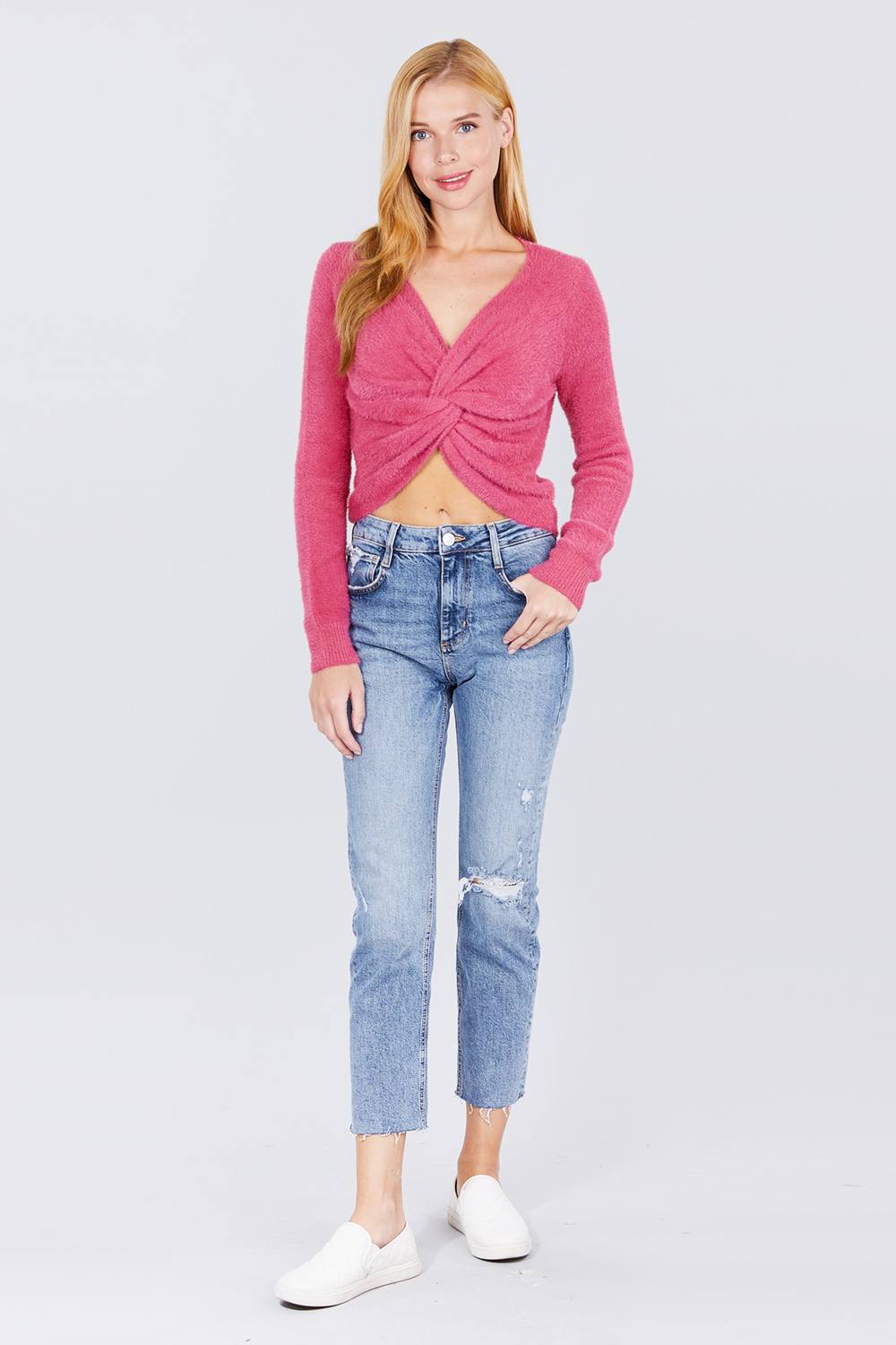 Front Twisted Knot Cozy Sweater - Absolute Fashion 2020