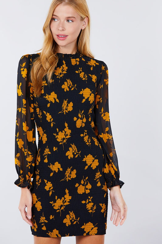 Ruffle Sleeve Print Mini Dress - Absolute Fashion 2020