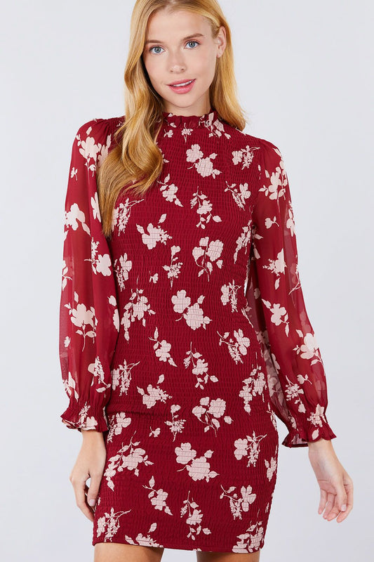 Ruffle Sleeve Print Mini Dress - Absolute Fashion 2020