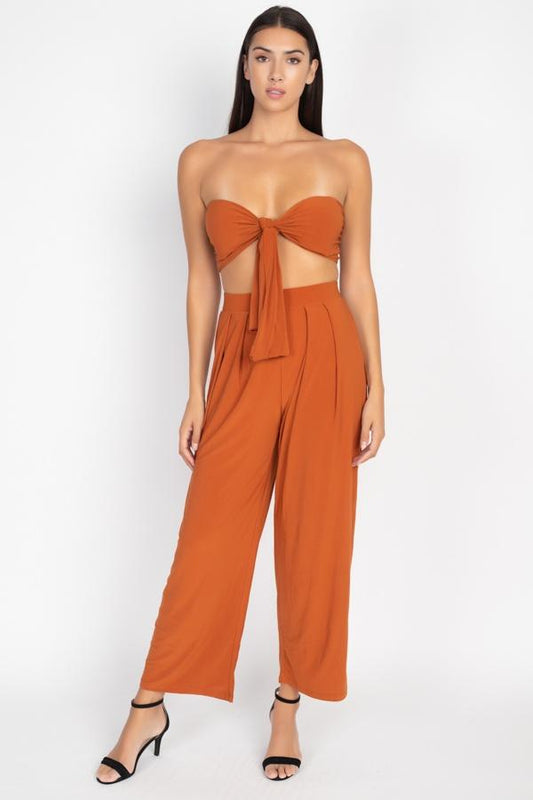 Front Tie Top & Pants Set - Absolute Fashion 2020