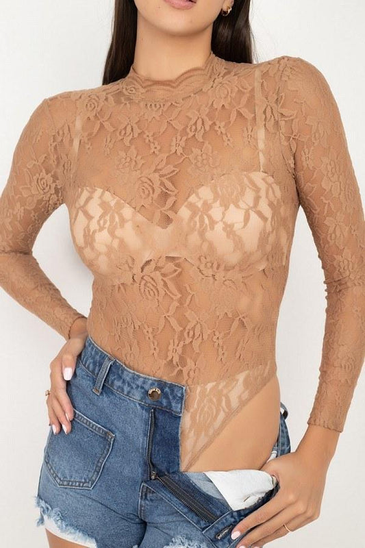 Sheer Floral Lace Bodysuit - Absolute Fashion 2020
