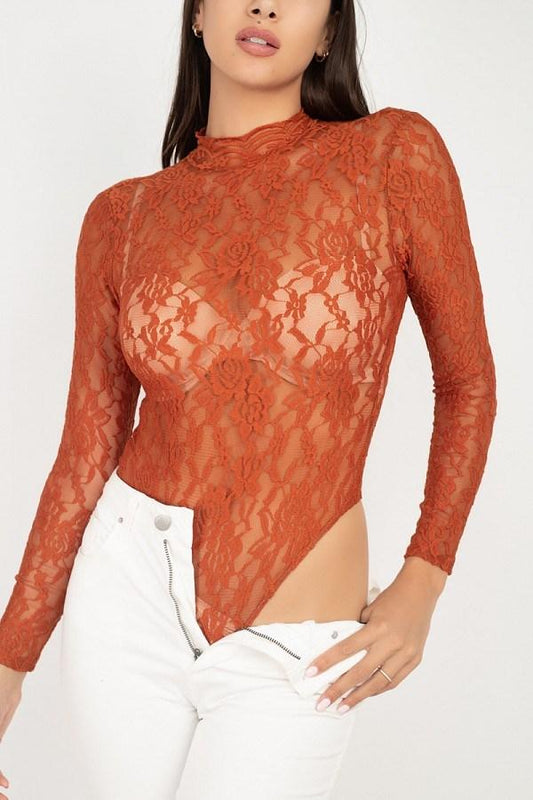 Sheer Floral Lace Bodysuit - Absolute Fashion 2020