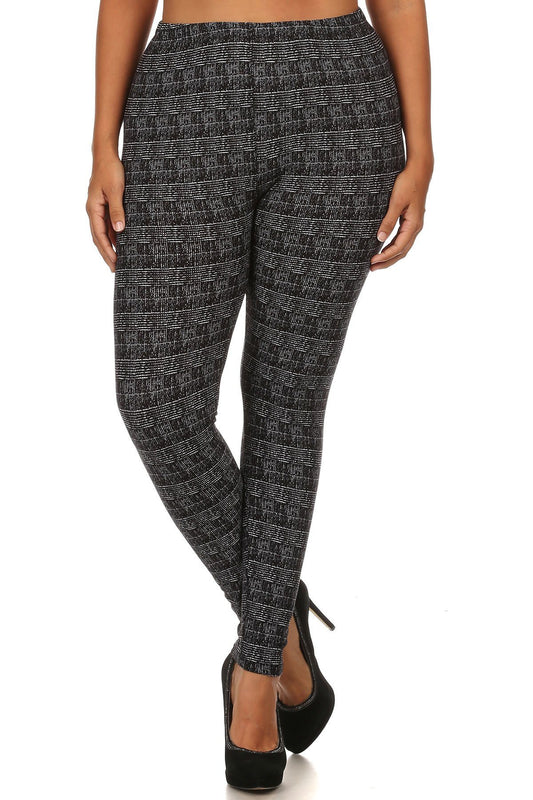 Knit, Pattern Print, Full Length Leggings With Elastic Waist - Absolute Fashion 2020