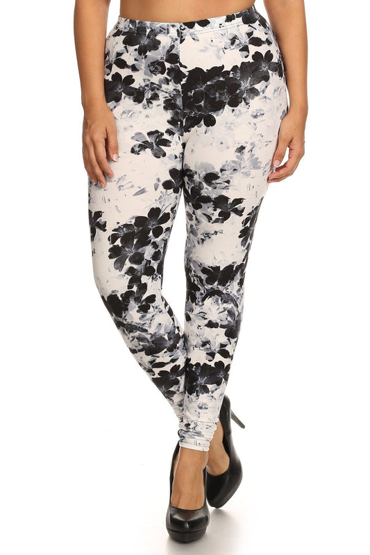 Super Soft Peach Skin Fabric, Floral Graphic Printed Knit Legging - Absolute Fashion 2020