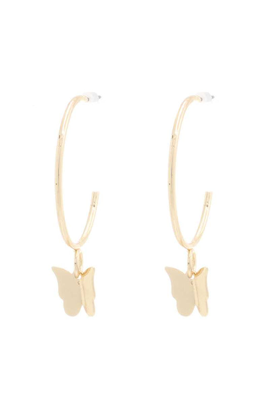 Butterfly Metal Dangle Hoop Earring - Absolute Fashion 2020