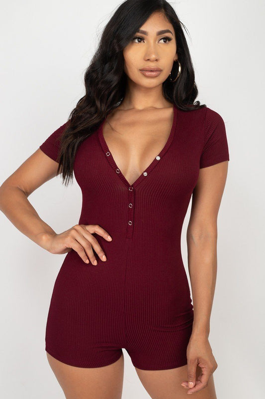 Button Trim Romper - Absolute Fashion 2020