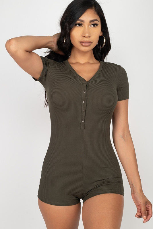 Button Trim Romper - Absolute Fashion 2020