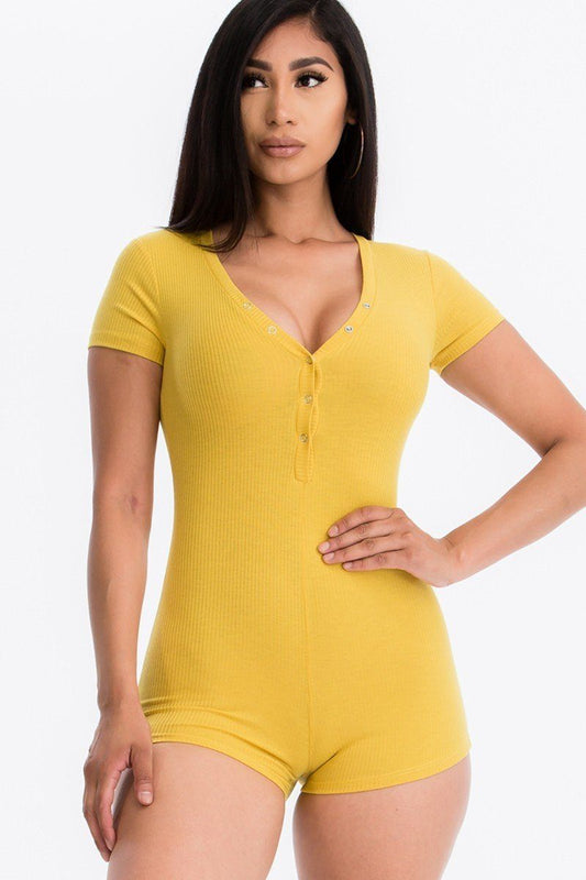 Button Trim Romper - Absolute Fashion 2020