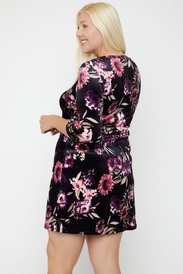 Velvet Dress Featuring A Lovely Floral Print - Absolute Fashion 2020