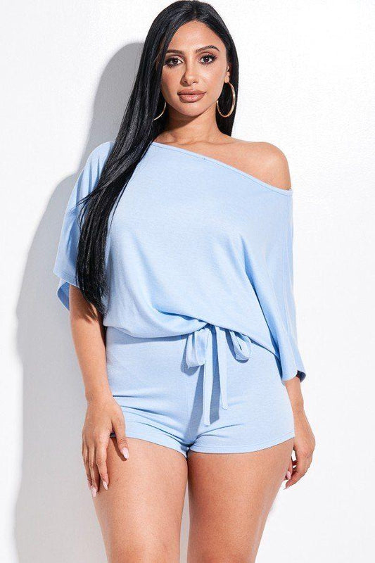 Solid French Terry Slouchy Romper With Tie Waist - Absolute Fashion 2020