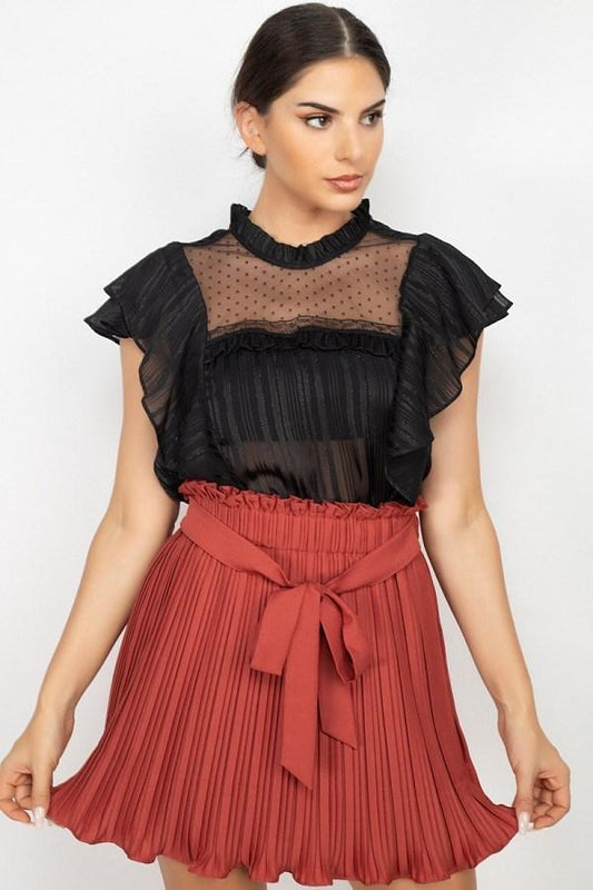 Short Sleeve Ruffle Shadow Top - Absolute Fashion 2020