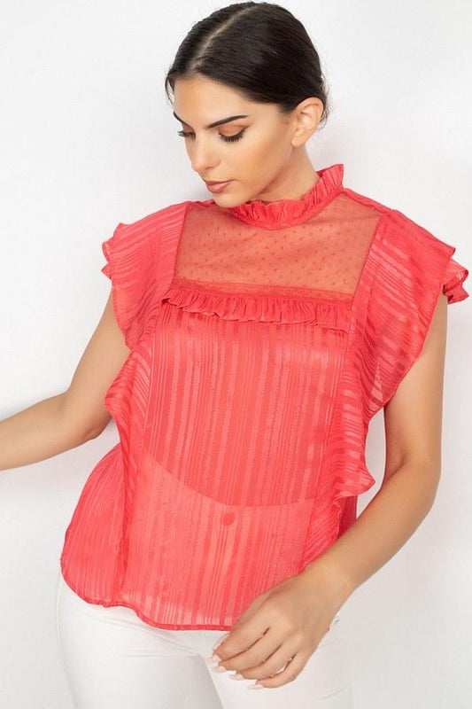 Short Sleeve Ruffle Shadow Top - Absolute Fashion 2020