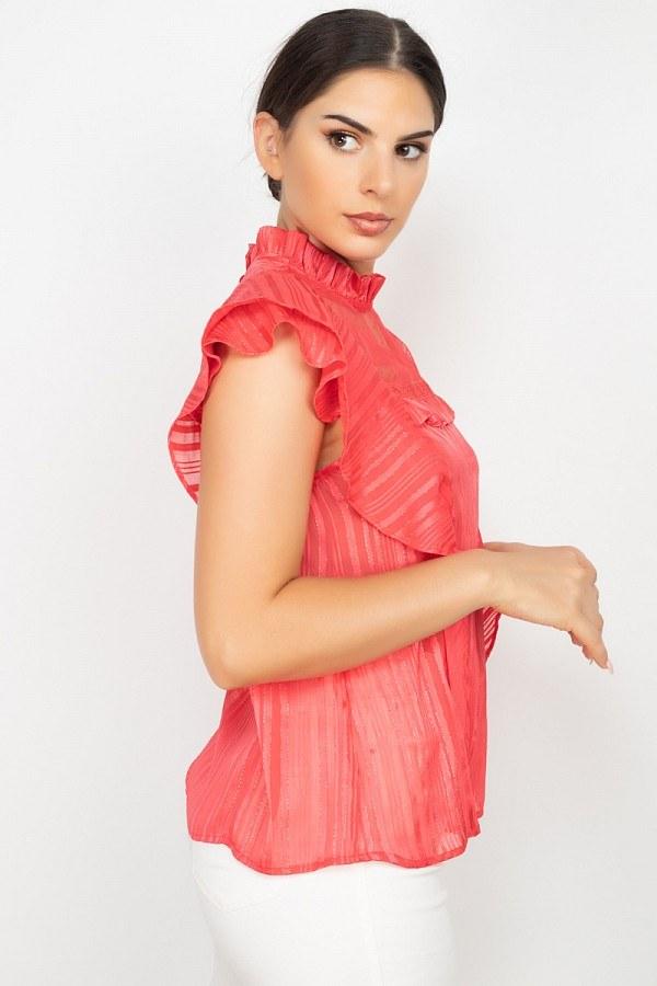 Short Sleeve Ruffle Shadow Top - Absolute Fashion 2020