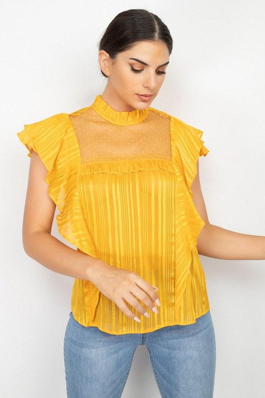 Short Sleeve Ruffle Shadow Top - Absolute Fashion 2020