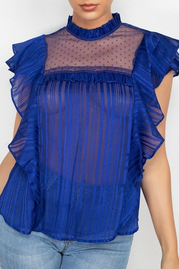 Short Sleeve Ruffle Shadow Top - Absolute Fashion 2020