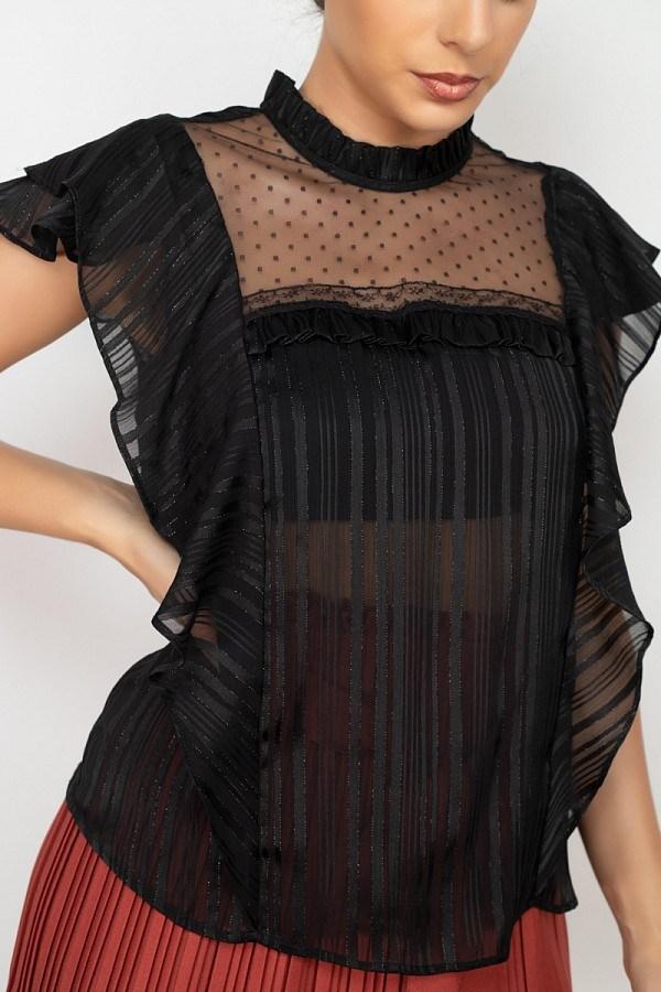 Short Sleeve Ruffle Shadow Top - Absolute Fashion 2020