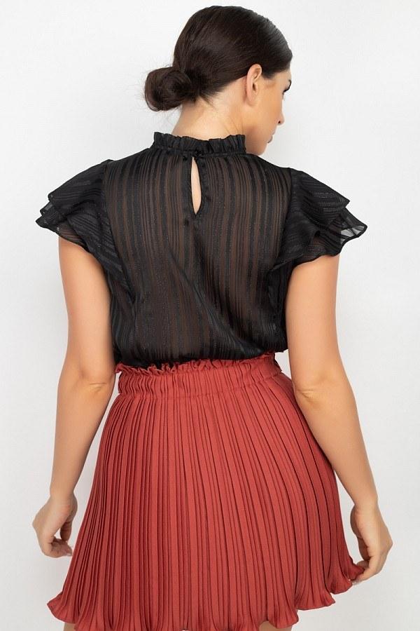 Short Sleeve Ruffle Shadow Top - Absolute Fashion 2020