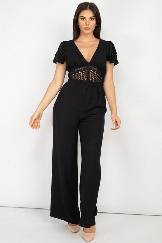 V-neck Lace Jumpsuit - Absolute Fashion 2020