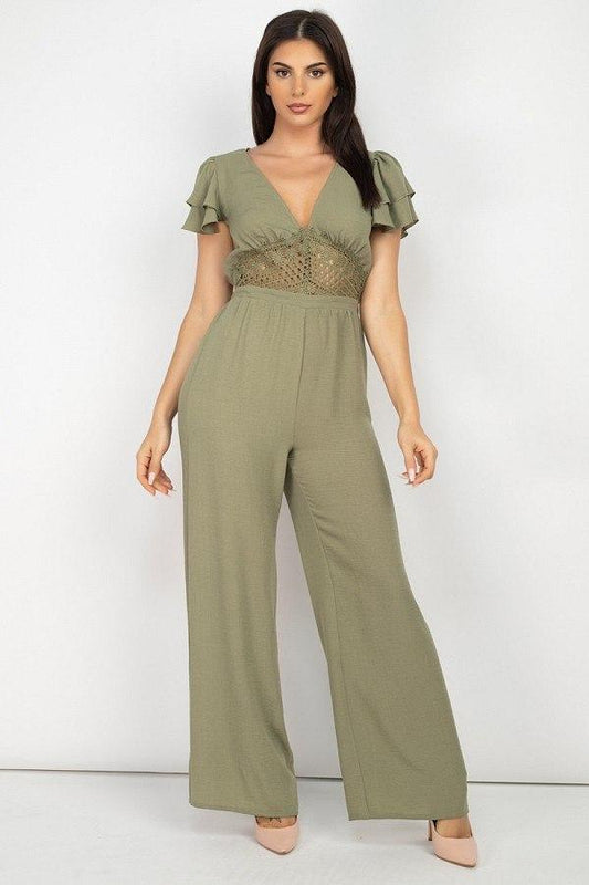 V-neck Lace Jumpsuit - Absolute Fashion 2020