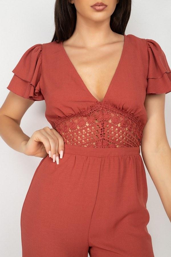V-neck Lace Jumpsuit - Absolute Fashion 2020