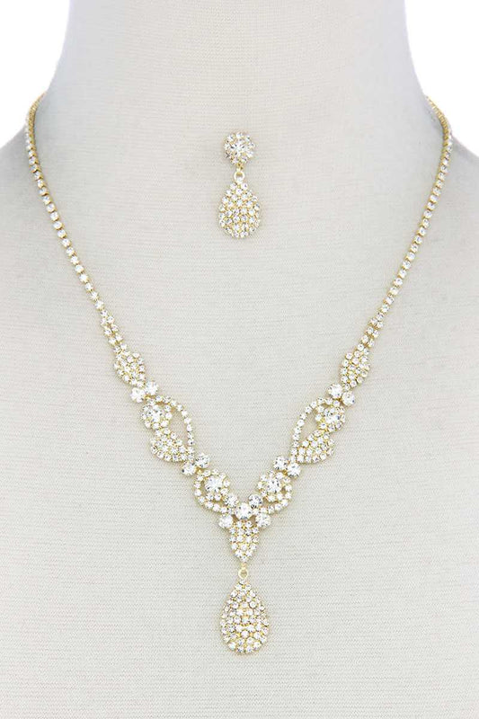 Rhinestone Teardrop Shape Necklace - Absolute Fashion 2020