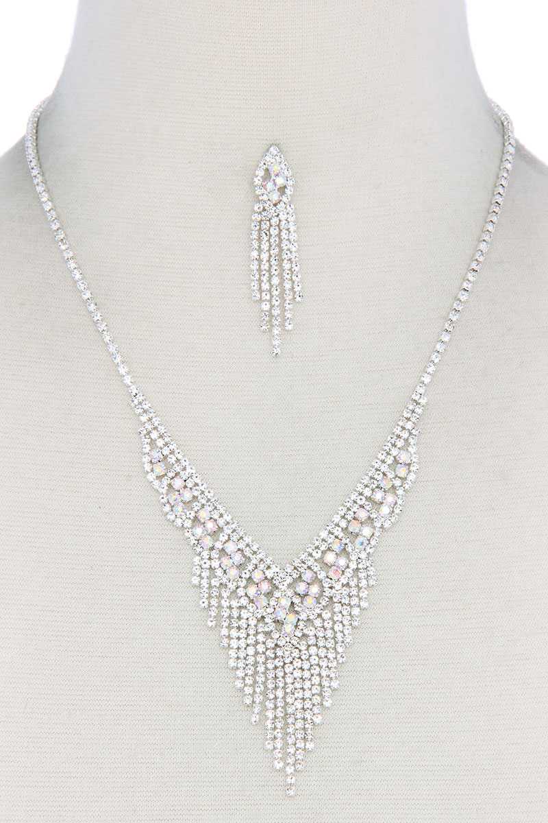 V Shape Dangle Rhinestone Necklace - Absolute Fashion 2020