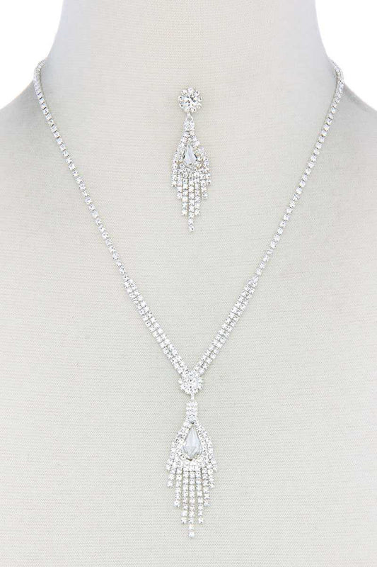 Rhinestone Dangle Pendant Necklace - Absolute Fashion 2020