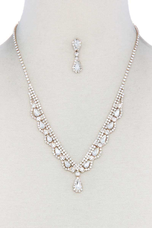 Teardrop Shape Rhinestone Necklace - Absolute Fashion 2020