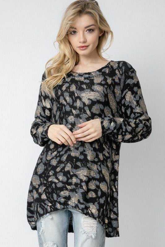 Wild Leopard Animal Print Asymmetrical Hem Cozy Knit Pullover Sweater. - Absolute Fashion 2020