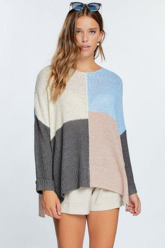 Colorblock Cozy Thick Knit Oversize Sweater - Absolute Fashion 2020