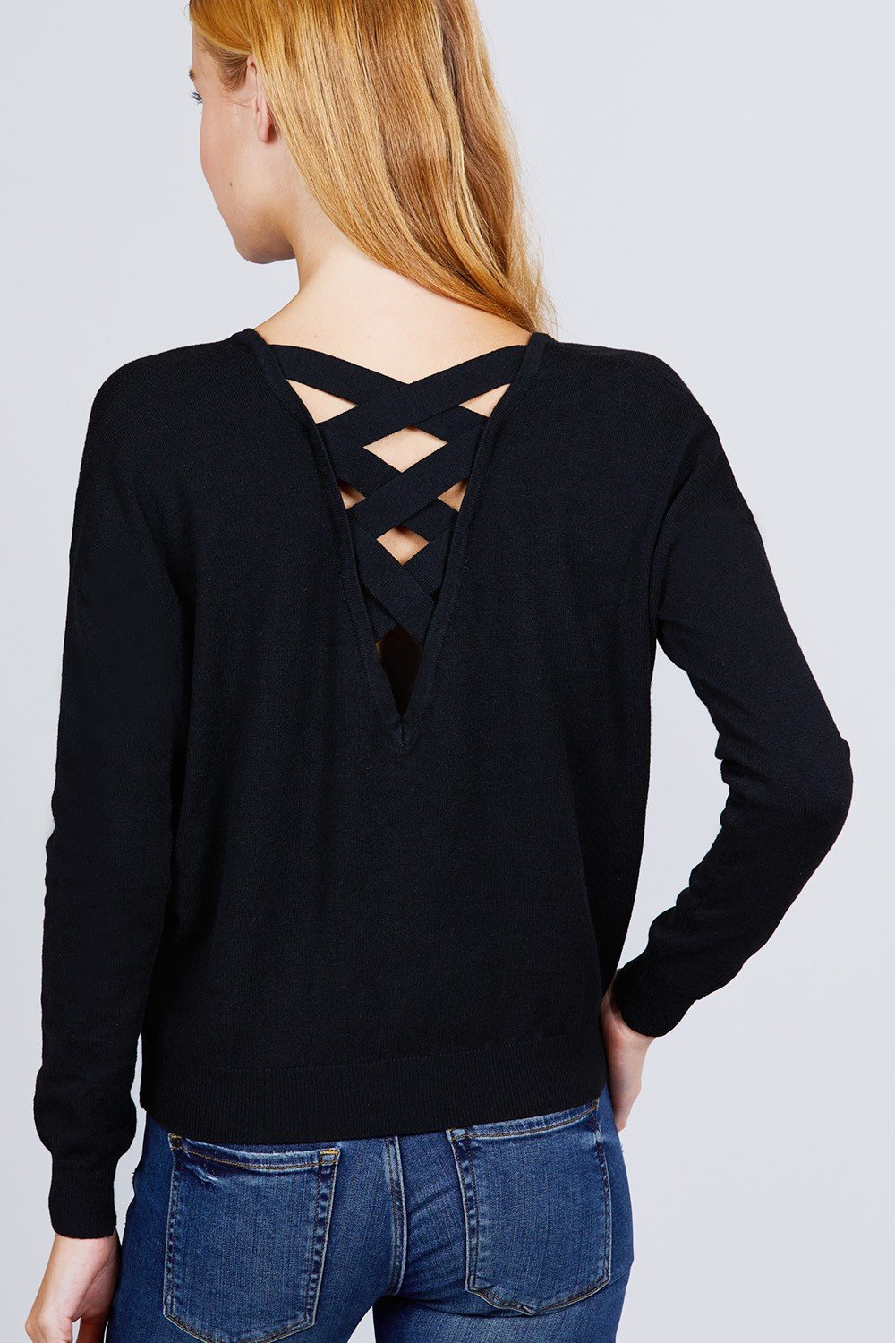 V-neck Back Cross Sweater - Absolute Fashion 2020