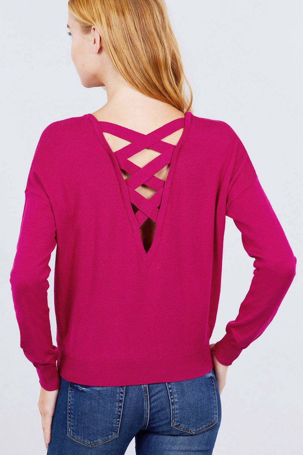 V-neck Back Cross Sweater - Absolute Fashion 2020