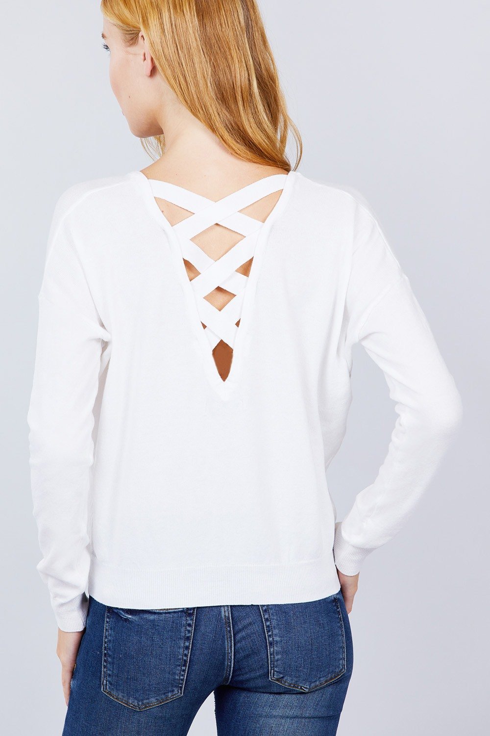 V-neck Back Cross Sweater - Absolute Fashion 2020