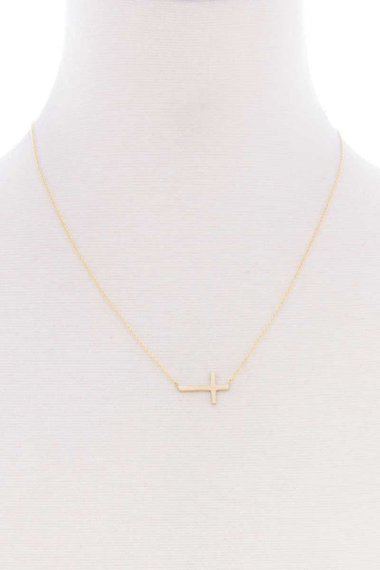 Blb Cross Dainty Metal Message Necklace - Absolute Fashion 2020