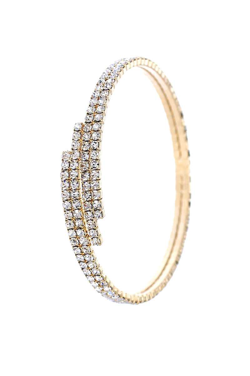 Designer Multi Rhinestone Endless Memory Wier Bracelet Bangle - Absolute Fashion 2020