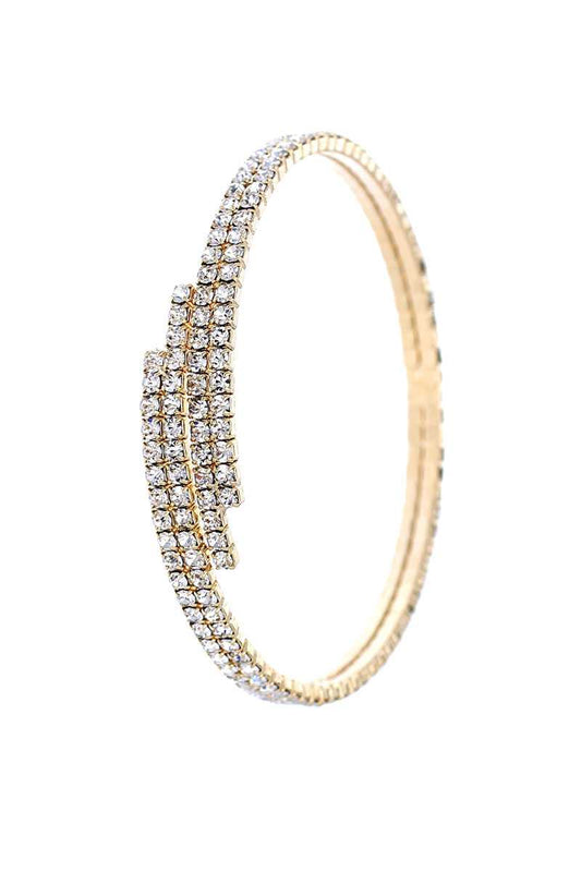 Designer Multi Rhinestone Endless Memory Wier Bracelet Bangle - Absolute Fashion 2020